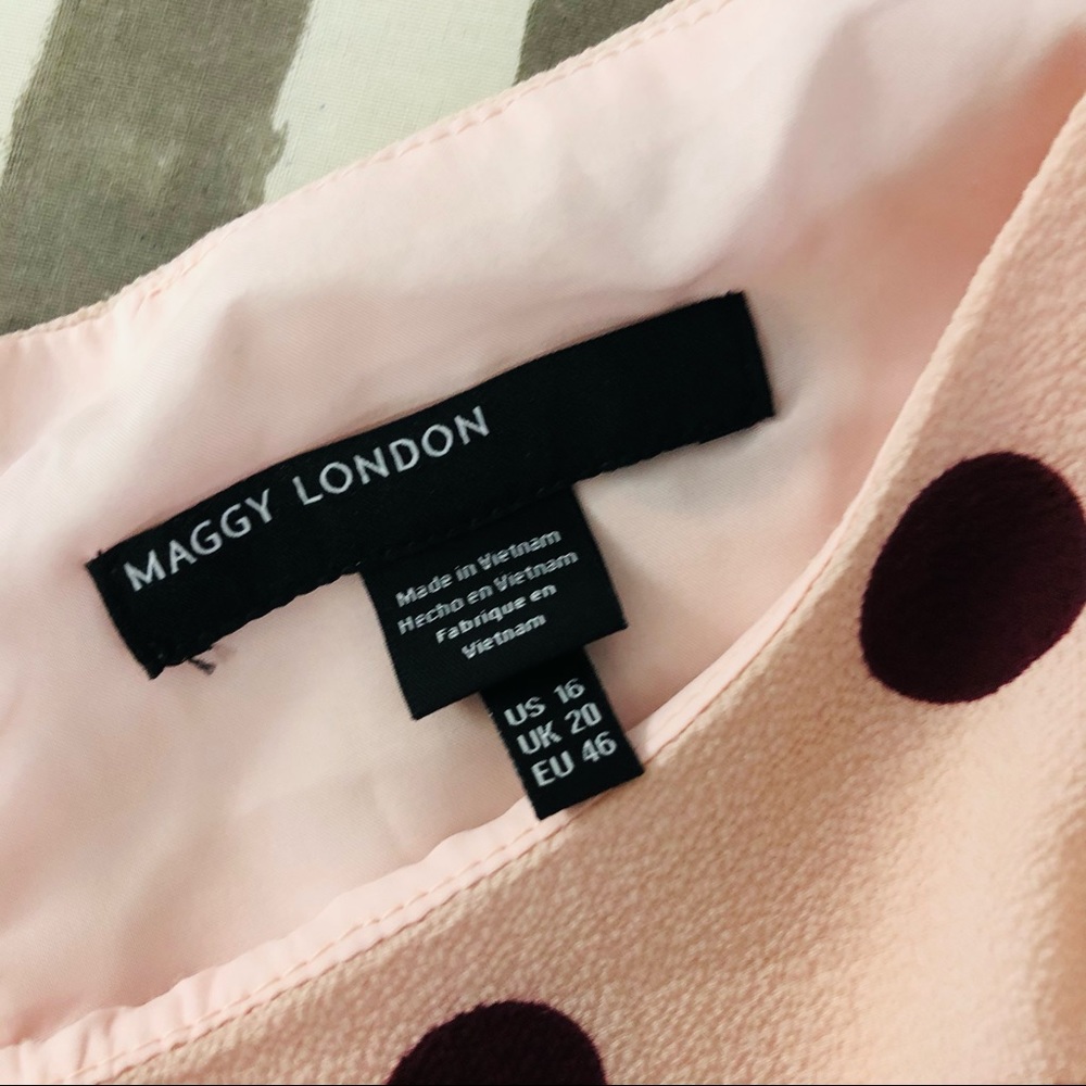 Maggy London Pink Polka Dot Midi Dress - Picture 12 of 15
